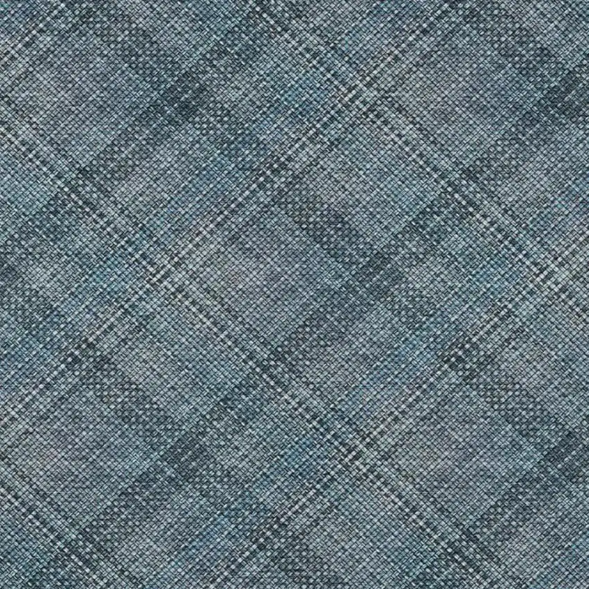 Blue And Graphite Plaid Washable Indoor Outdoor Area Rug Photo 1