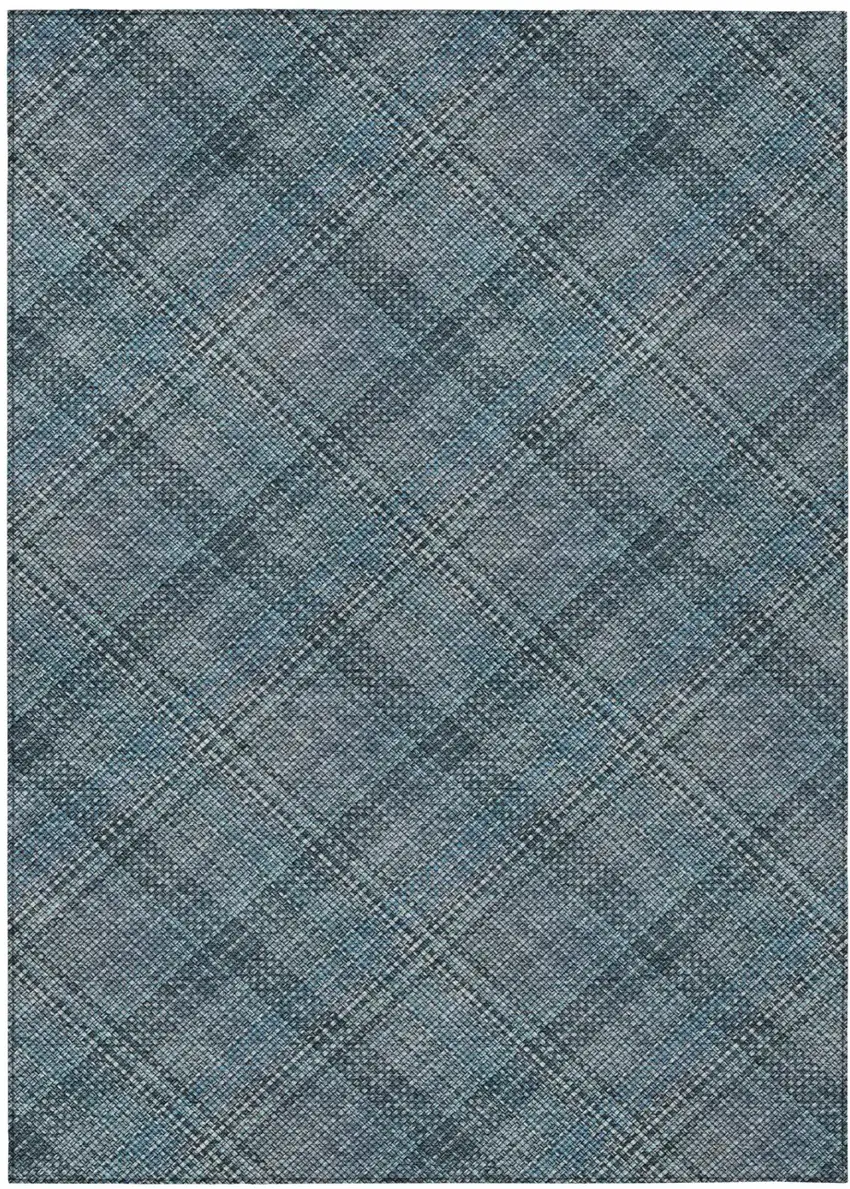 Blue And Graphite Plaid Washable Indoor Outdoor Area Rug Photo 3