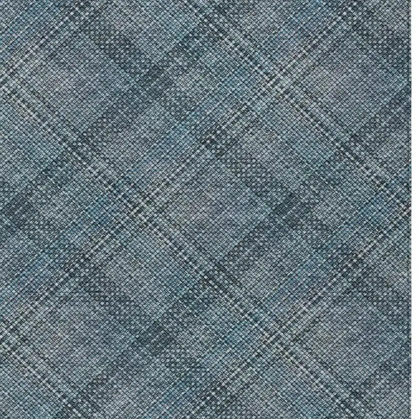Blue And Graphite Plaid Washable Indoor Outdoor Area Rug Photo 5