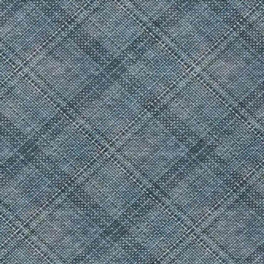 Blue And Graphite Plaid Washable Indoor Outdoor Area Rug Photo 8