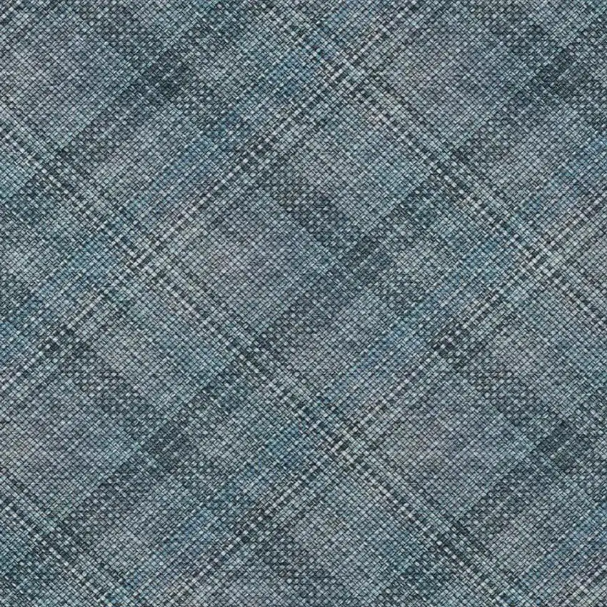 Blue And Graphite Plaid Washable Indoor Outdoor Area Rug Photo 7