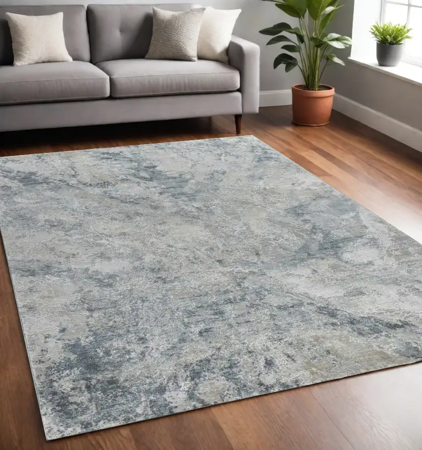Blue And Gray Abstract Area Rug Photo 1