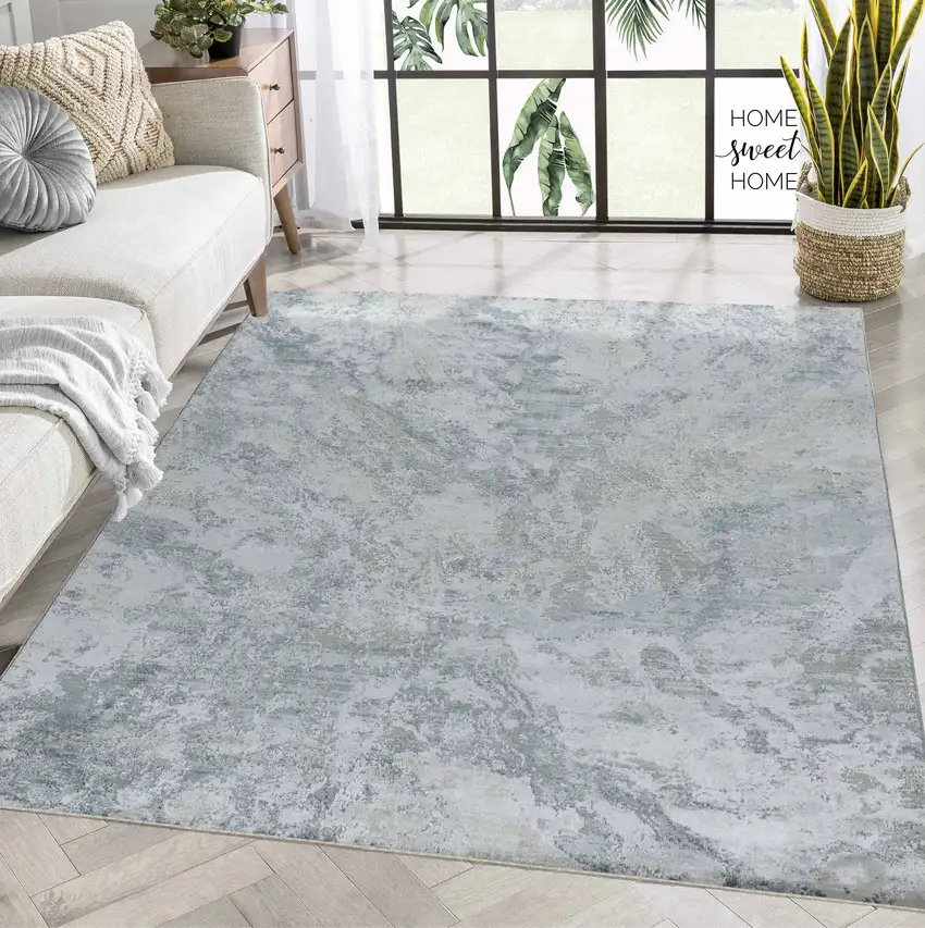 Blue And Gray Abstract Area Rug Photo 8