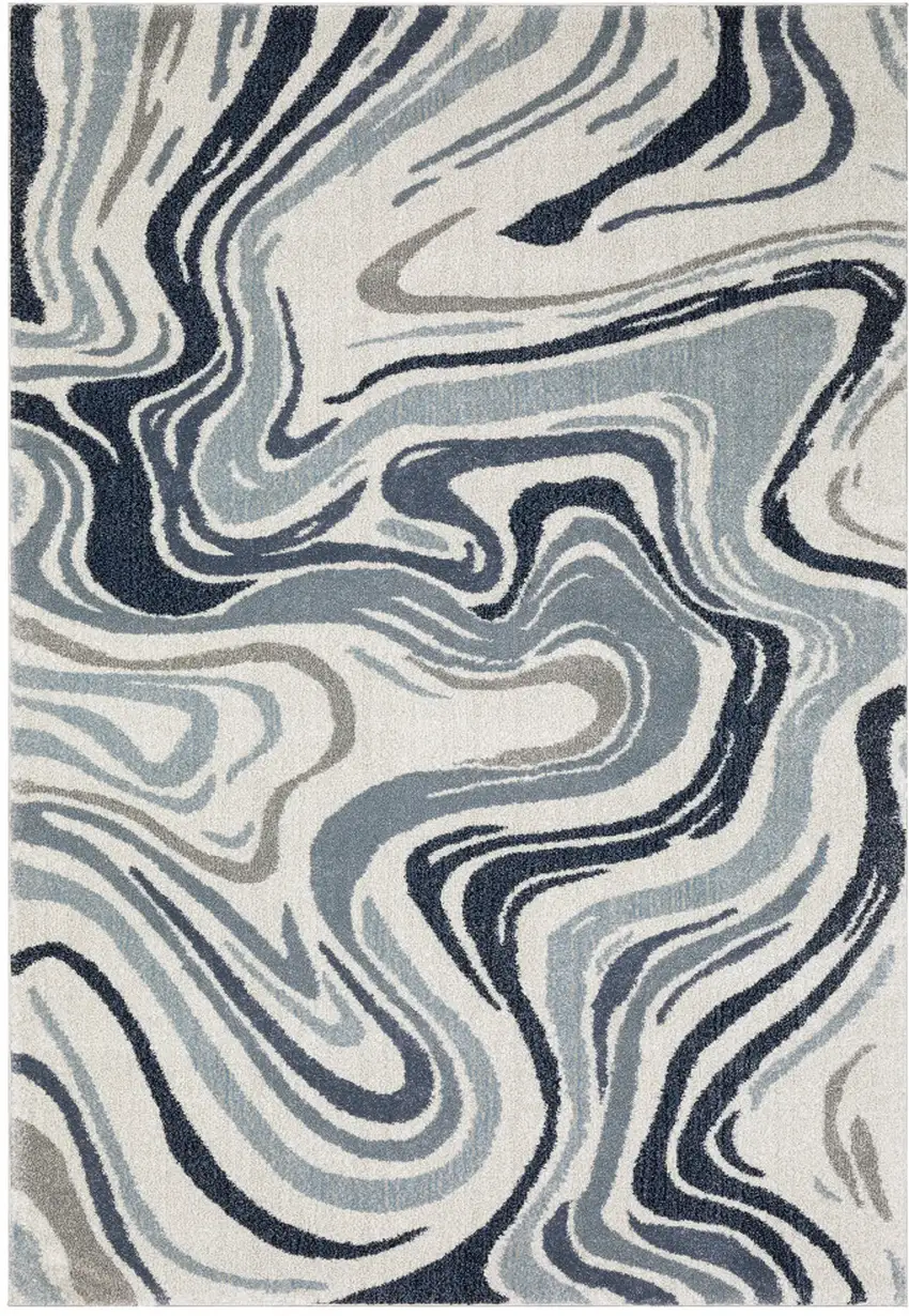 Blue And Gray Abstract Area Rug Photo 7