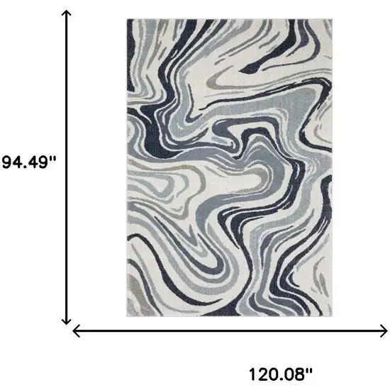 Blue And Gray Abstract Area Rug Photo 3