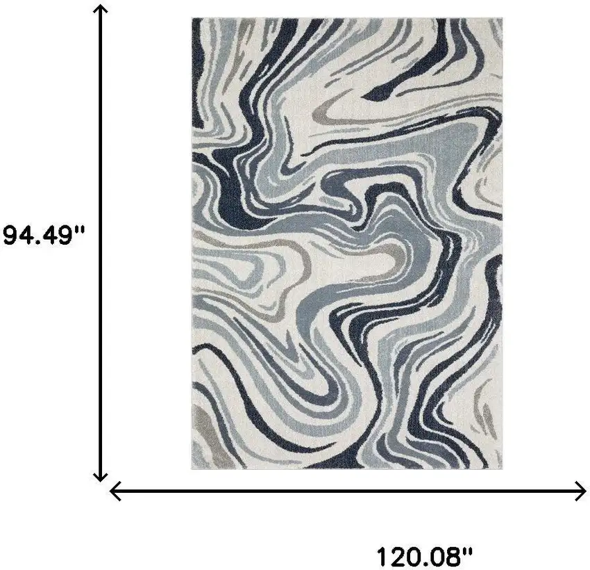 Blue And Gray Abstract Area Rug Photo 3