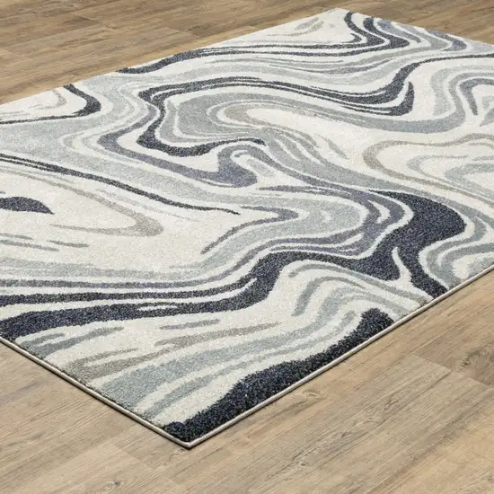 Blue And Gray Abstract Area Rug Photo 8