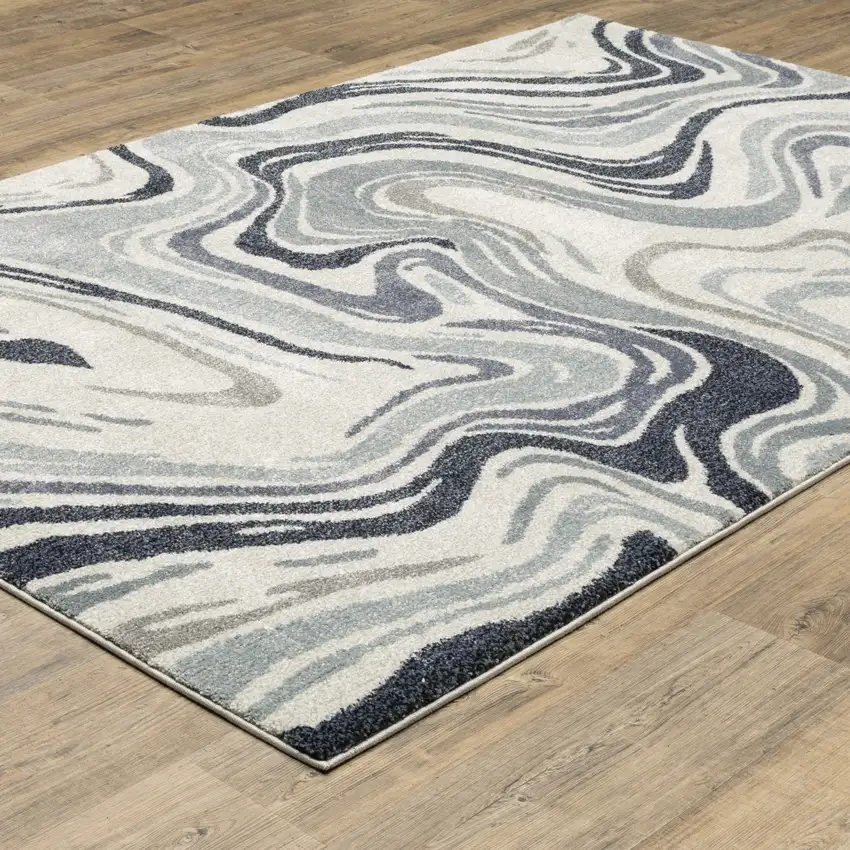 Blue And Gray Abstract Area Rug Photo 8