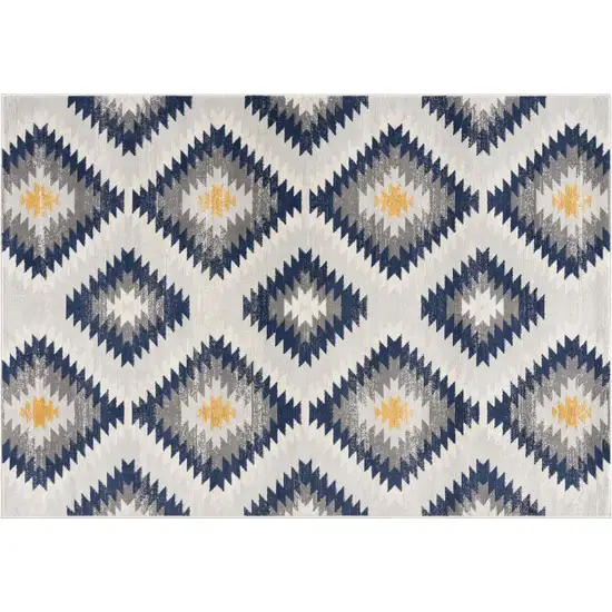 Blue And Gray Abstract Area Rug Photo 2