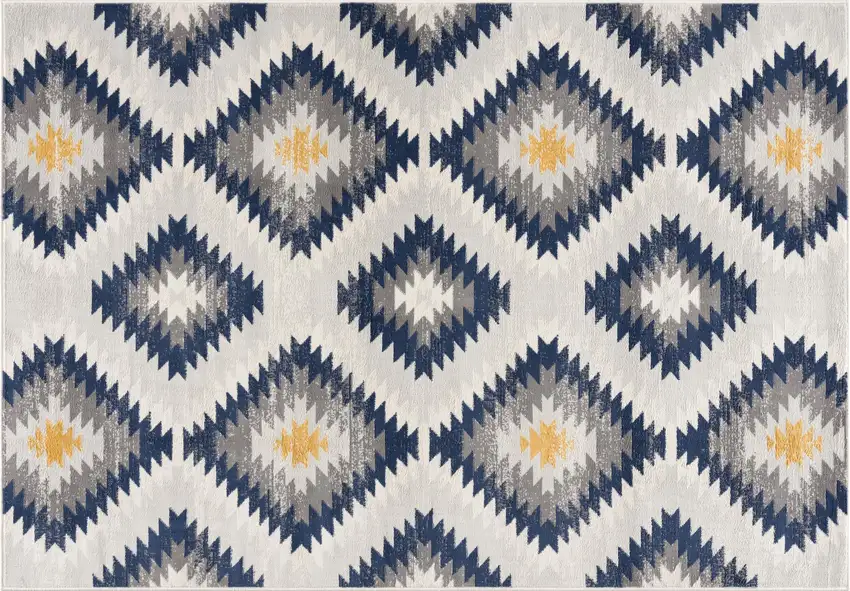 Blue And Gray Abstract Area Rug Photo 2