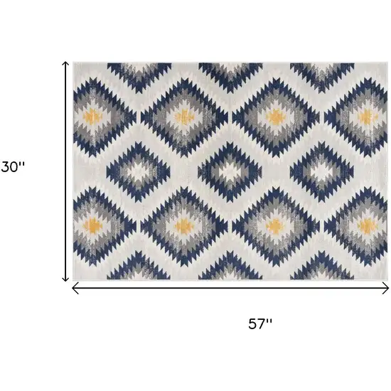Blue And Gray Abstract Area Rug Photo 6