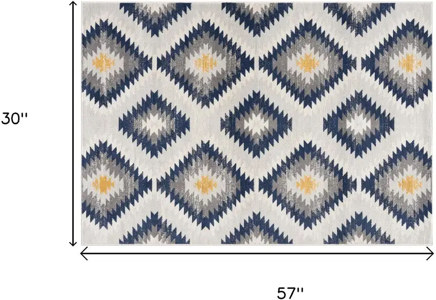 Blue And Gray Abstract Area Rug Photo 6