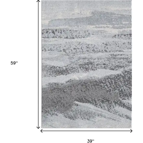 Blue and Gray Abstract Area Rug Photo 3