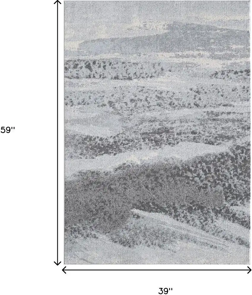 Blue and Gray Abstract Area Rug Photo 3