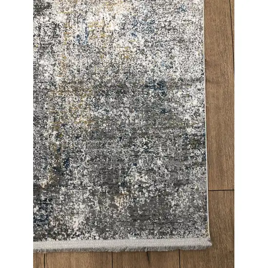 Blue And Gray Abstract Distressed Area Rug Photo 8