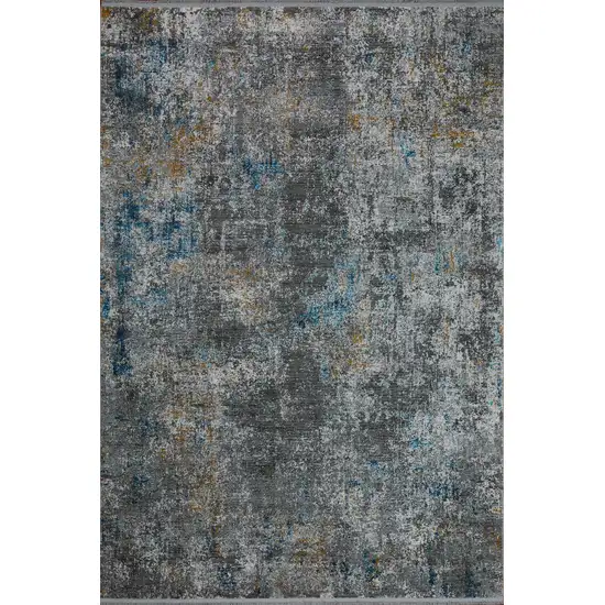Blue And Gray Abstract Distressed Area Rug Photo 2