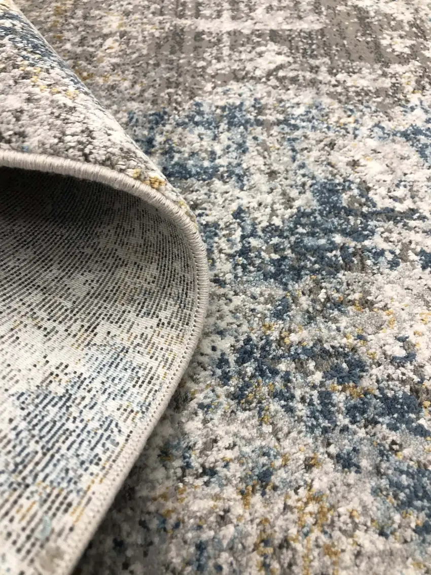 Blue And Gray Abstract Distressed Area Rug Photo 7