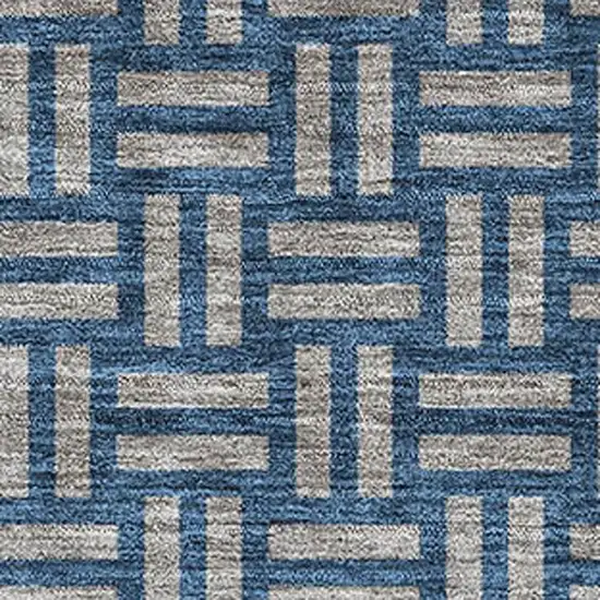 Blue And Gray Abstract Geometric Washable Area Rug With UV Protection Photo 2