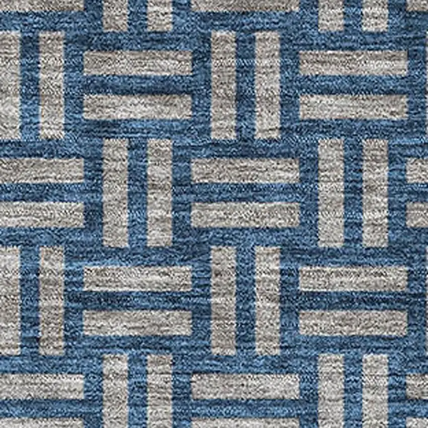 Blue And Gray Abstract Geometric Washable Area Rug With UV Protection Photo 2