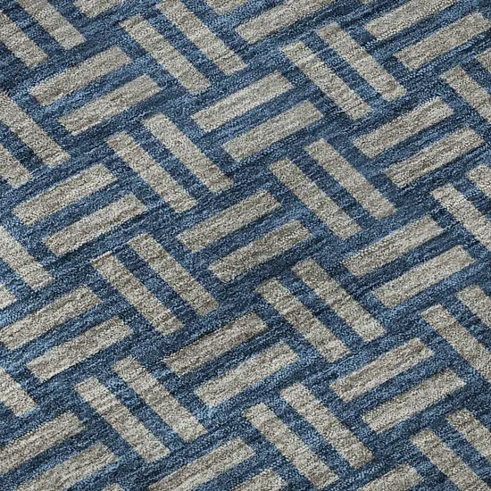 Blue And Gray Abstract Geometric Washable Area Rug With UV Protection Photo 9