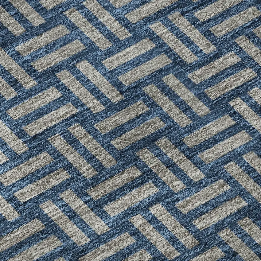 Blue And Gray Abstract Geometric Washable Area Rug With UV Protection Photo 9