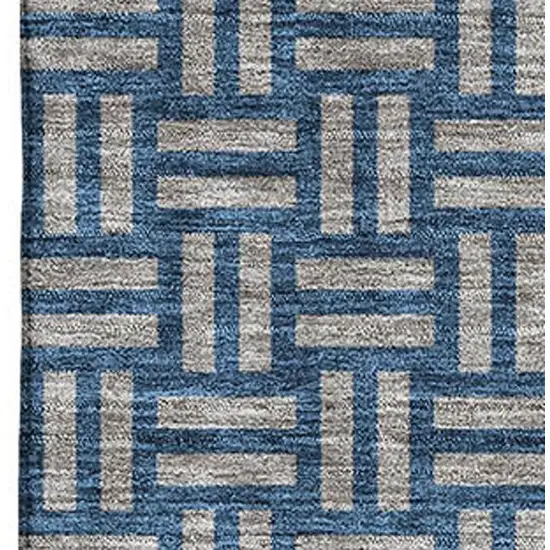 Blue And Gray Abstract Geometric Washable Area Rug With UV Protection Photo 2