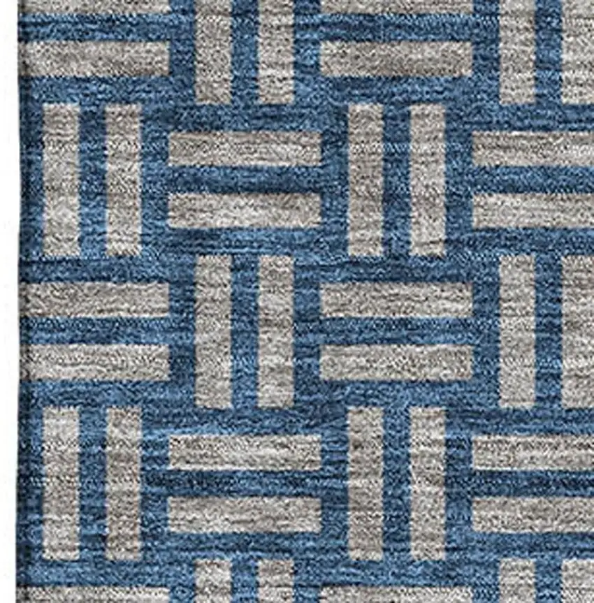 Blue And Gray Abstract Geometric Washable Area Rug With UV Protection Photo 2