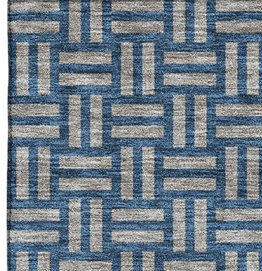Blue And Gray Abstract Geometric Washable Area Rug With UV Protection Photo 3