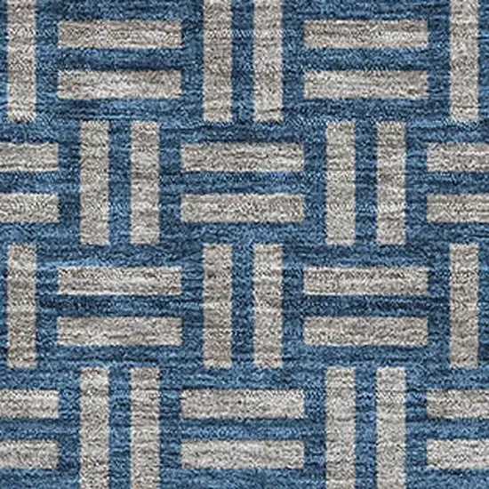 Blue And Gray Abstract Geometric Washable Area Rug With UV Protection Photo 2