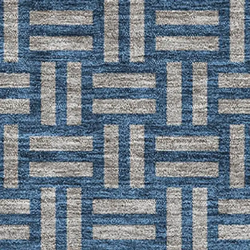 Blue And Gray Abstract Geometric Washable Area Rug With UV Protection Photo 2