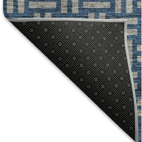 Blue And Gray Abstract Geometric Washable Area Rug With UV Protection Photo 6