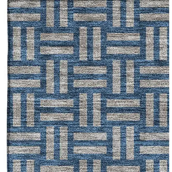 Blue And Gray Abstract Geometric Washable Area Rug With UV Protection Photo 3