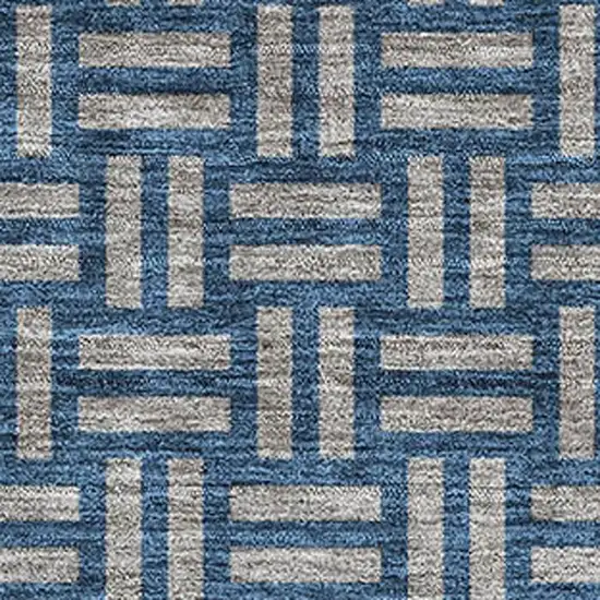 Blue And Gray Abstract Geometric Washable Area Rug With UV Protection Photo 2