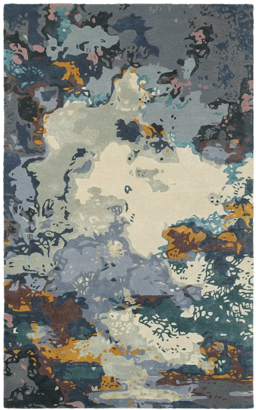Blue And Gray Abstract Hand Tufted Area Rug Photo 3