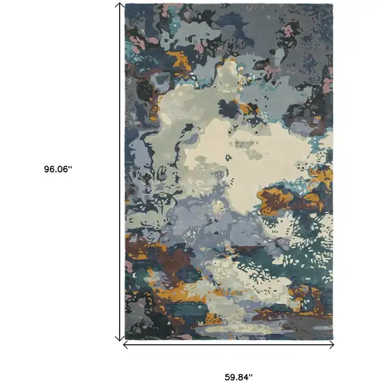 Blue And Gray Abstract Hand Tufted Area Rug Photo 6