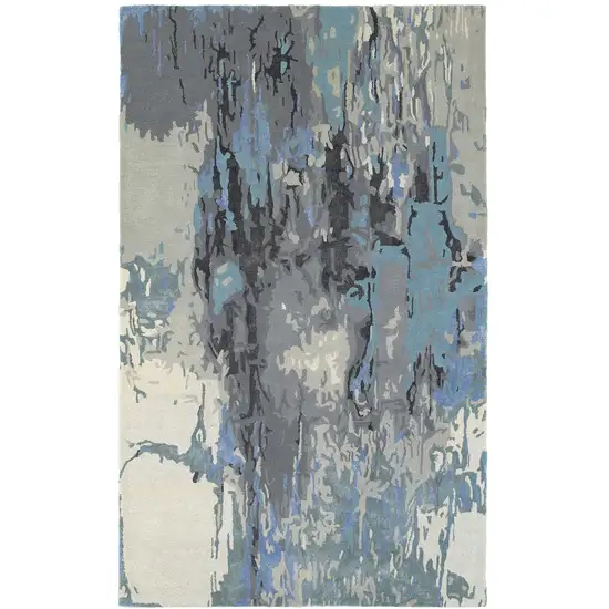 Blue And Gray Abstract Hand Tufted Area Rug Photo 3