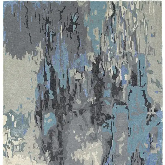 Blue And Gray Abstract Hand Tufted Area Rug Photo 2