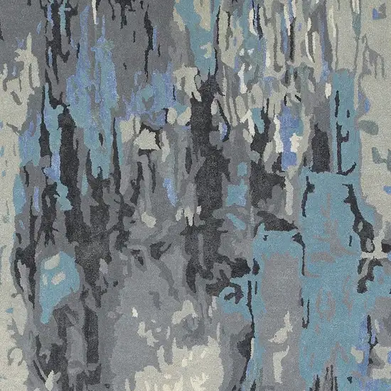 Blue And Gray Abstract Hand Tufted Area Rug Photo 4