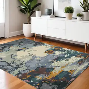 Photo of Blue And Gray Abstract Hand Tufted Area Rug
