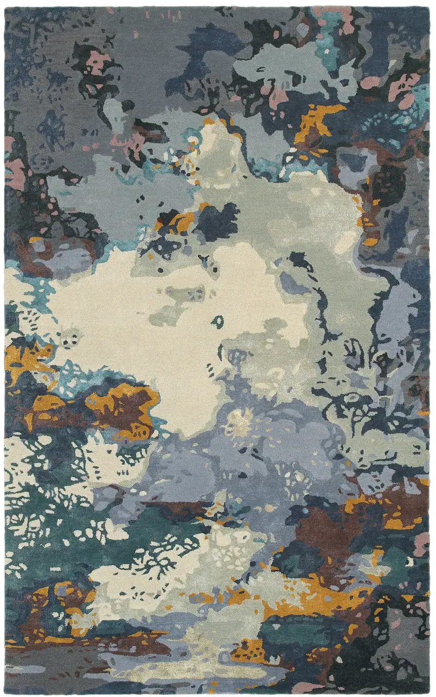 Blue And Gray Abstract Hand Tufted Area Rug Photo 4