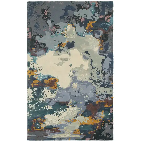 Blue And Gray Abstract Hand Tufted Area Rug Photo 4