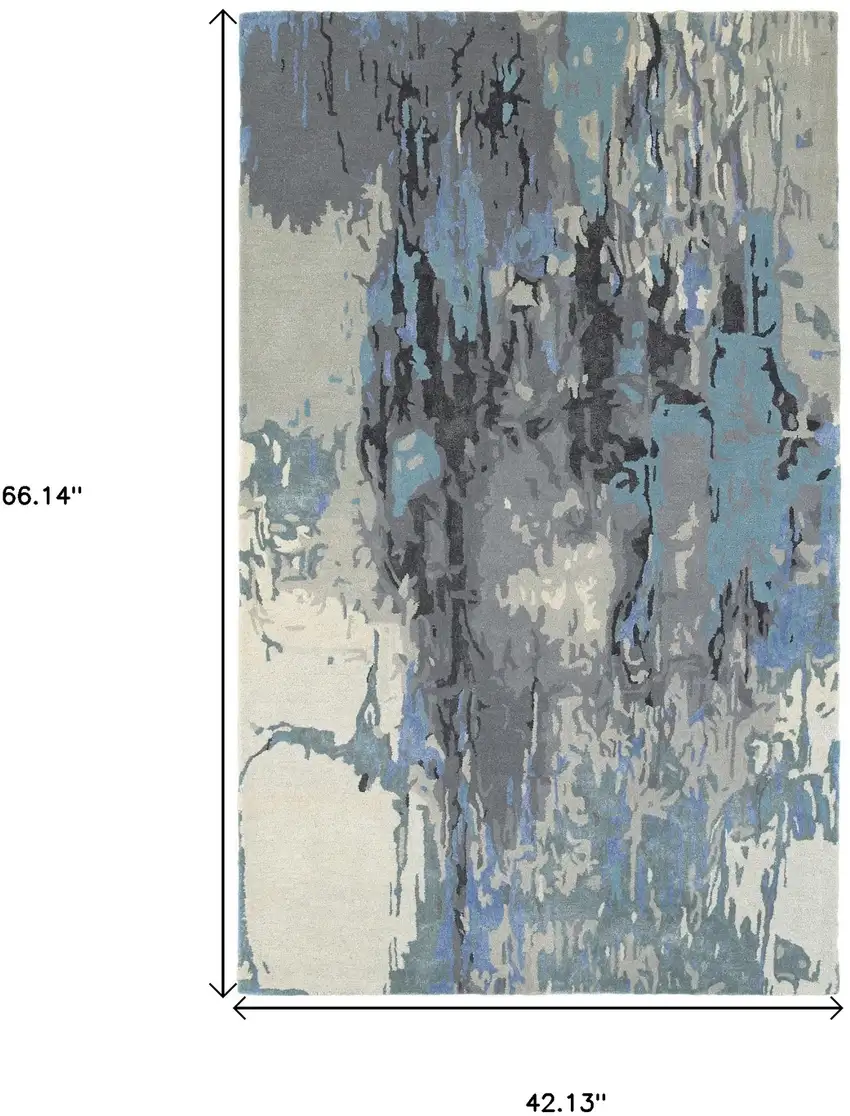 Blue And Gray Abstract Hand Tufted Area Rug Photo 3
