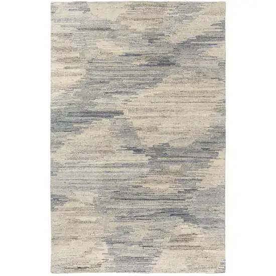 Blue And Gray Abstract Hand Tufted Square Rug Photo 2