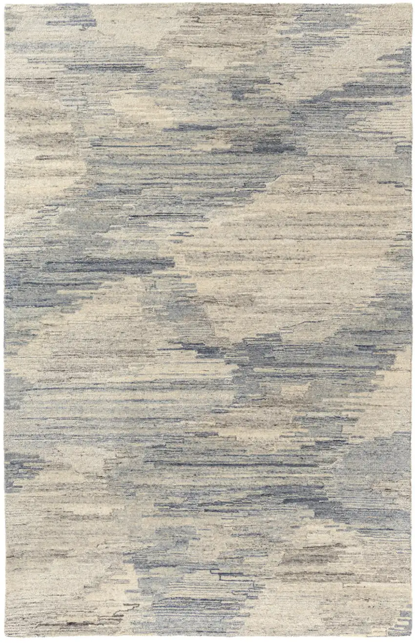 Blue And Gray Abstract Hand Tufted Square Rug Photo 2