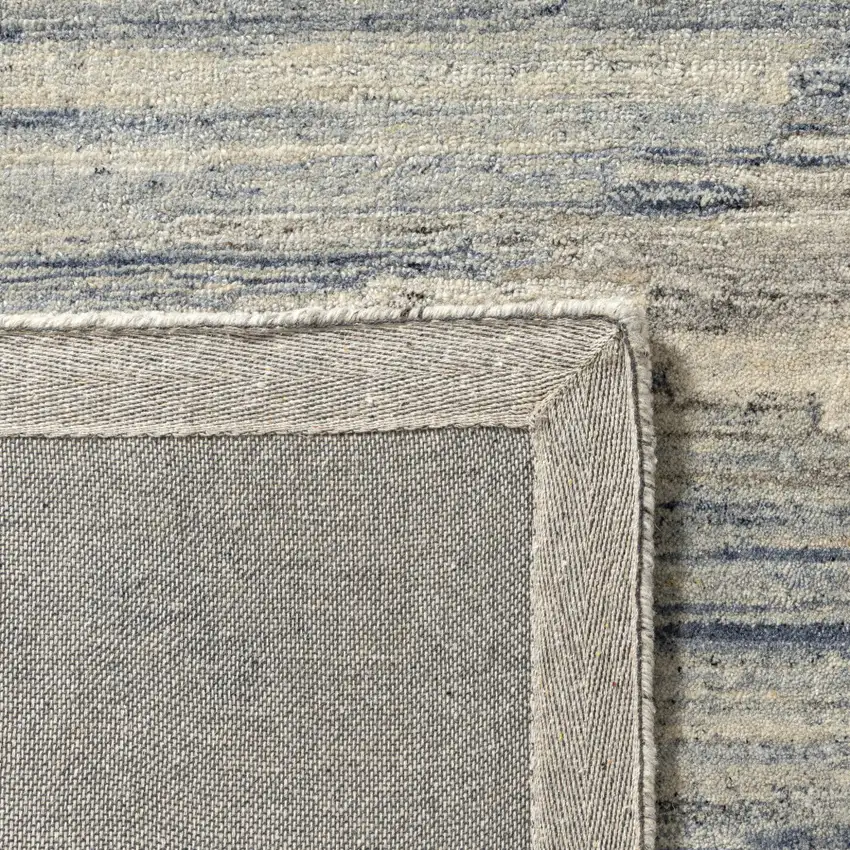 Blue And Gray Abstract Hand Tufted Square Rug Photo 9