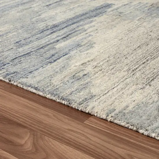 Blue And Gray Abstract Hand Tufted Square Rug Photo 6