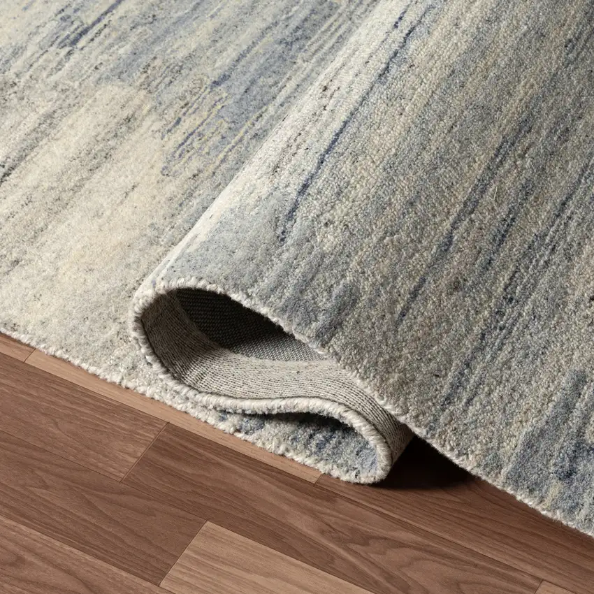 Blue And Gray Abstract Hand Tufted Square Rug Photo 8