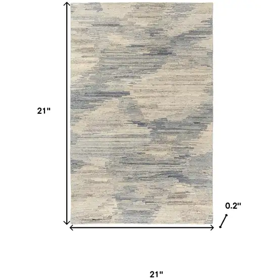 Blue And Gray Abstract Hand Tufted Square Rug Photo 3