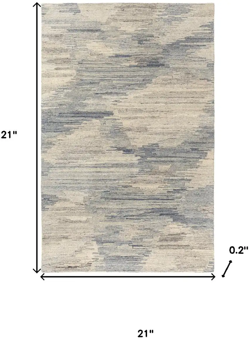 Blue And Gray Abstract Hand Tufted Square Rug Photo 3