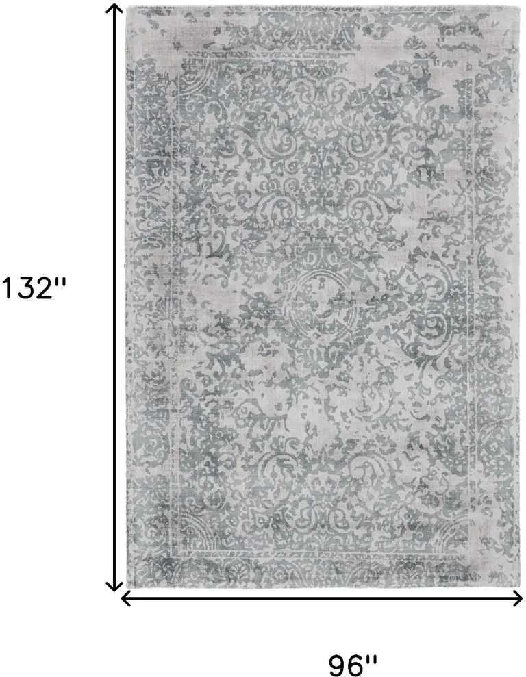 Blue And Gray Abstract Hand Woven Area Rug Photo 5